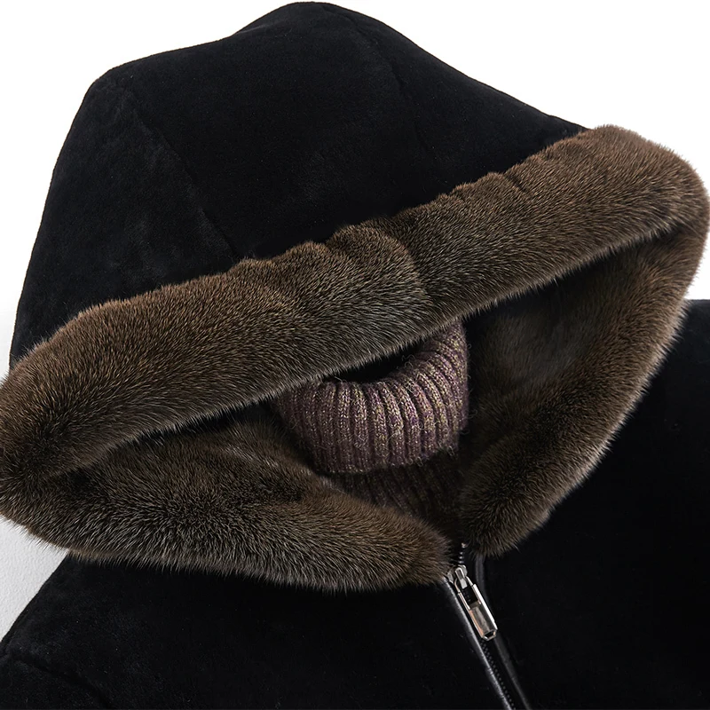 Шуба из натурального меха шуба овчины на осень и зиму Мужская норковая с