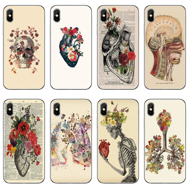 Мягкий тонкий чехол для телефона с медицинскими человеческими органы и мозгом