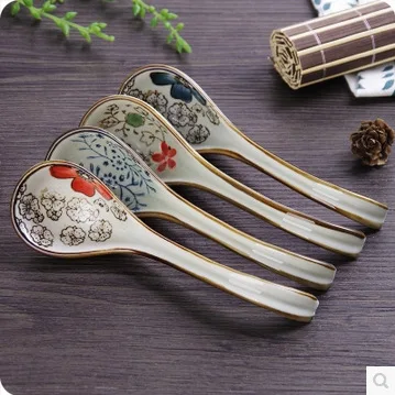 

Glazed under the colored hook spoon ceramic long handle drink porridge a table stir .