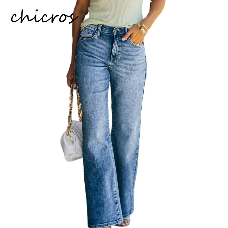 

Женские прямые джинсы Chicros, универсальные брюки со средней талией, модные облегающие брюки, брюки с высокой талией, новинка на весну-осень