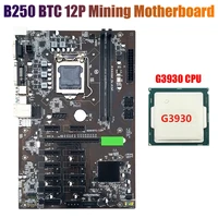 b250 btc mining motherboard with g3930 cpu lga 1151 ddr4 12xgraphics card slot usb3 0 sata3 0 for btc miner mining