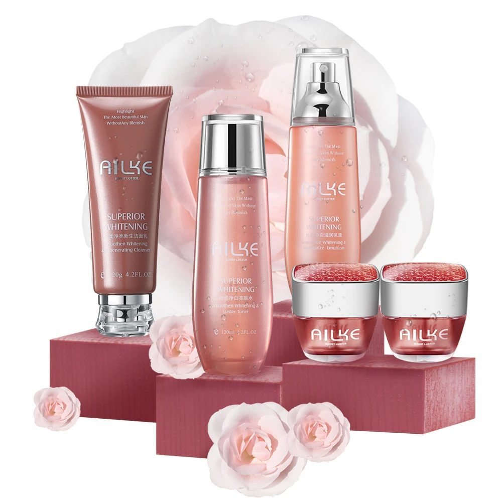 

Отбеливающая черная фотография AILKE, уход за лицом, увлажняющее средство для лица, крем для кожи, набор сыворотки в подарочной коробке