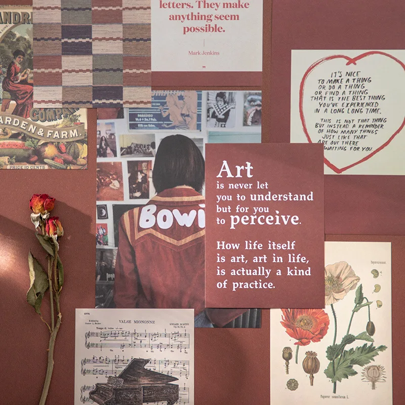 

JIANWU 20 Sheets Art Sonata Series Decorative Wall Paper Not Sticky Retro DIY Journal Material Collage Stickers School Supplies