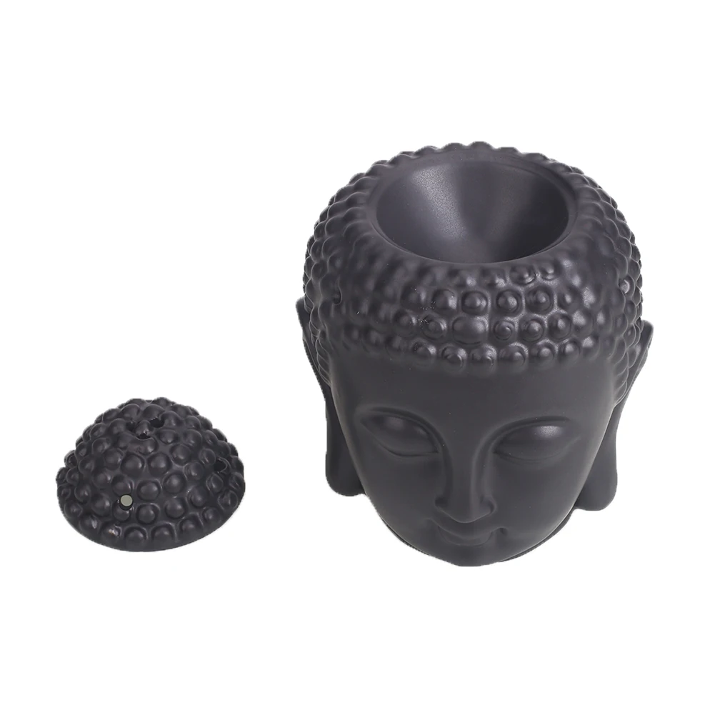 Масляная горелка с головой Будды Арома белый/черный ароматический буддийский