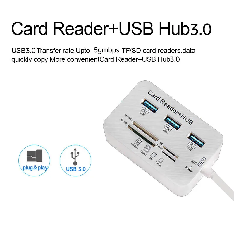 Все в одном кард ридер usb хаб 3 0 USB Combo 2 разветвитель Micro концентратор Multi type C
