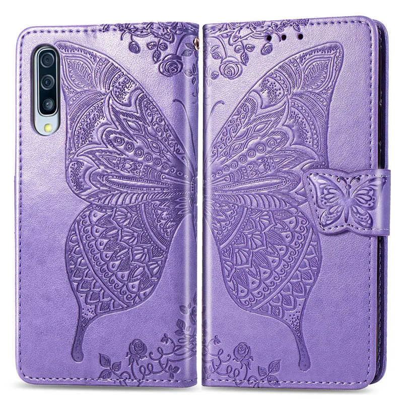 Чехол книжка для Samsung Galaxy S7 S10 A8 A80 J2 J6 кожаный с бабочками 6 цветов|Бамперы| |