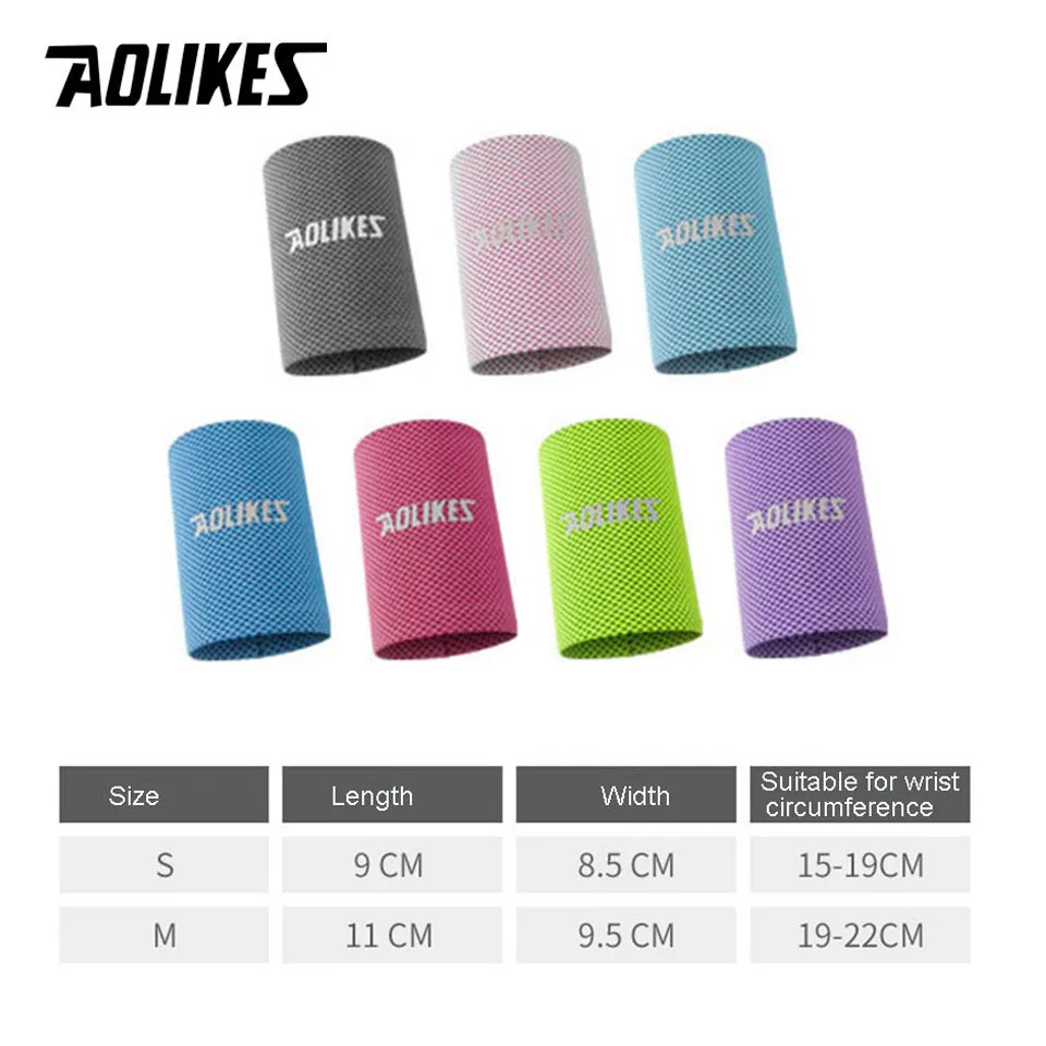

AOLIKES Wrist Brace Support Breathable Ice Cooling Tennis Wristband Wrap Sport Sweatband For Gym Yoga Volleyball Hand Sweat Band