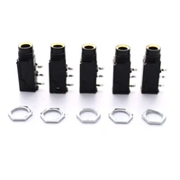 5pcs diy 6 35mm jack gold plated 4p stereo dual channel microphone socket 6 35 audio straight jack connector