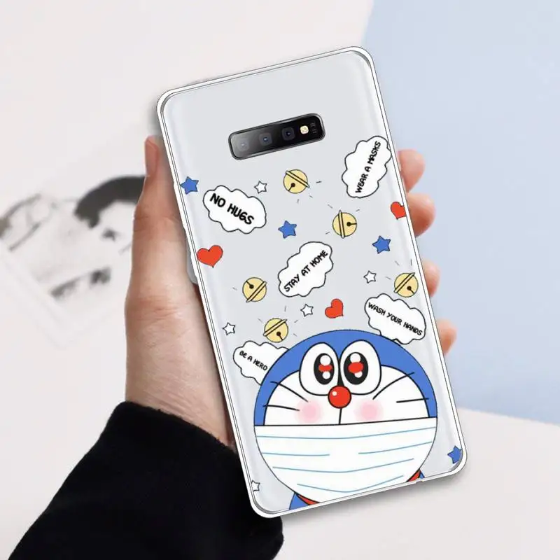 

Cute Cartoon Doraemon Robot cat Phone Case Transparent For Samsung Galaxy A 71 21s S note 8 9 10 plus 20 ultra