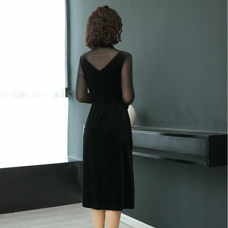 Новинка Осеннее элегантное женское платье новый стиль шикарная сетчатая