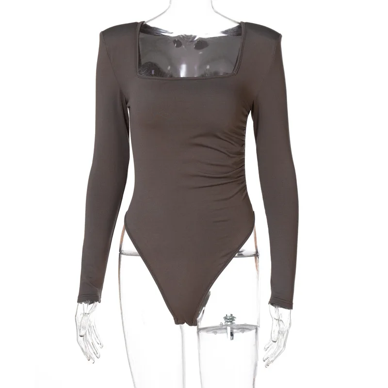 

Imcute Autumn Winter Basic Women's Bodysuits Elegant Club Party Long Sleeve Bodycon Slim Tops One Piece Fashion Outfit Bodysuit