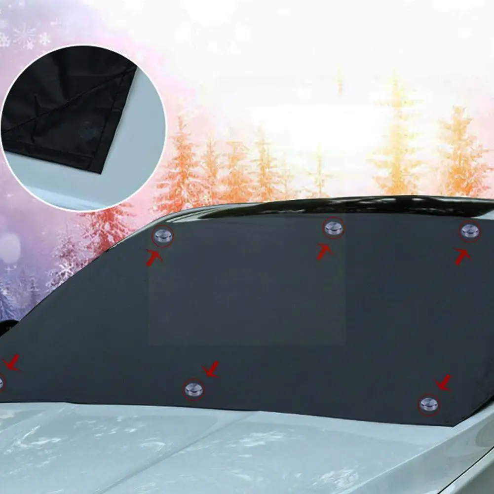 

Car Front Rear Windscreen Cover Windshield Sunshades Universal Cover Visor Cover Automobile Winter Magnetic Sun R1X6