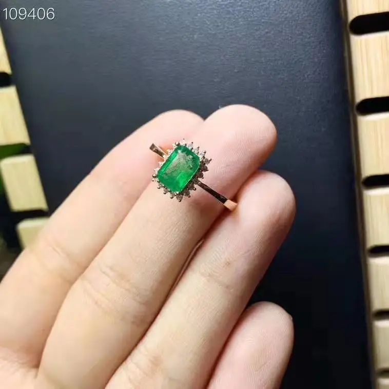 Кольцо с натуральным изумрудом модно драгоценный камень качество 18k Золото 5x7 мм