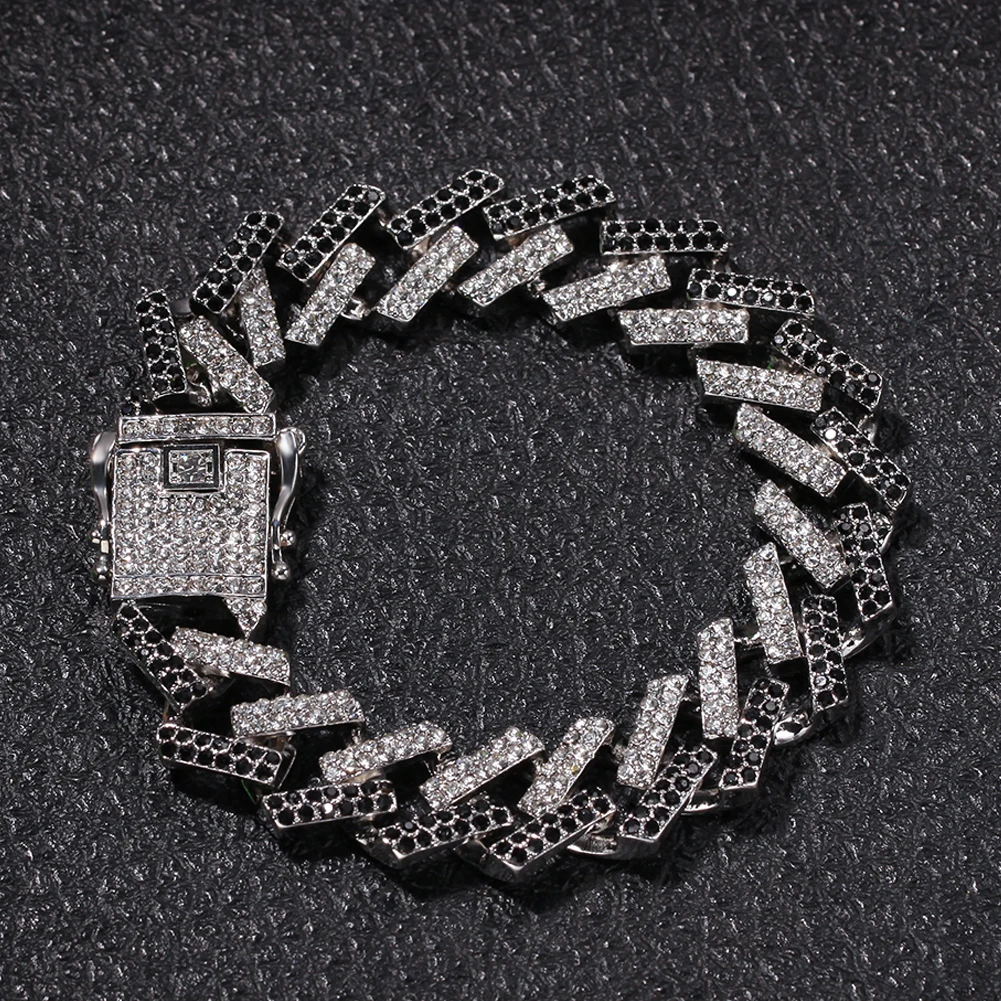 BLING KING двойной цвет браслет Iced Out красные, черные, синие Стразы золотого, серебряного цвета Сплав Мужские и женские хип-хоп ювелирные изделия