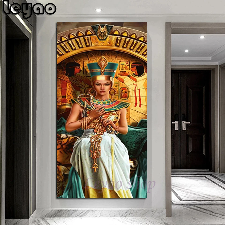 

Мода, Египет, королева, алмазная вышивка, полноразмерная вышивка крестиком, старинная женщина, Набор для творчества, алмазная живопись, моза...