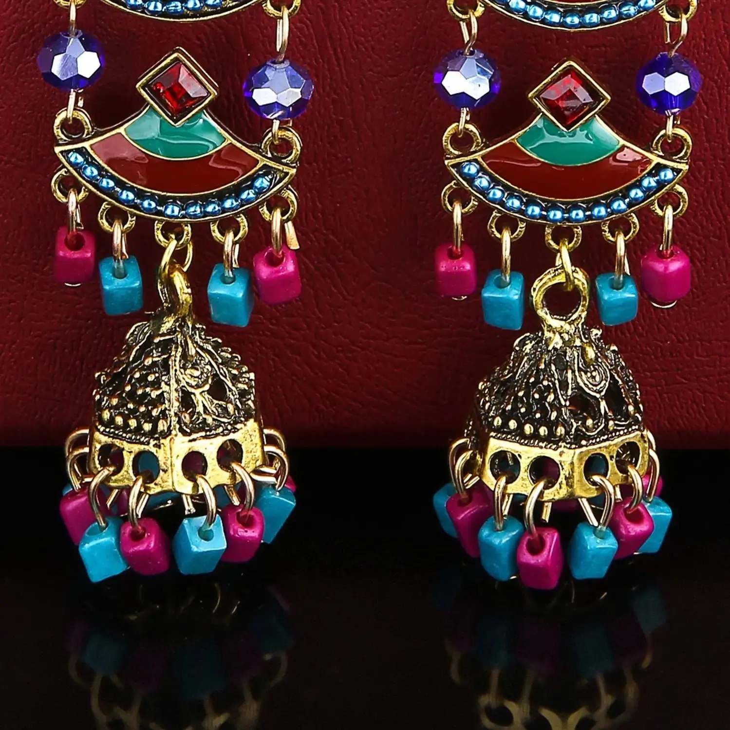 Винтажные Этнические украшения из бисера Индийские Jhumka маленькие серьги с
