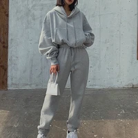 sports sweatshirts pullover home sweatpants set autumn winter hoodies suit solid casual tracksuit women two pieces set outfits