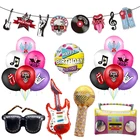 Рок-н-ролл воздушные шары видеозапись гитара Лента Микрофон на день рождения ранняя Музыка Радио Детские ретро шары