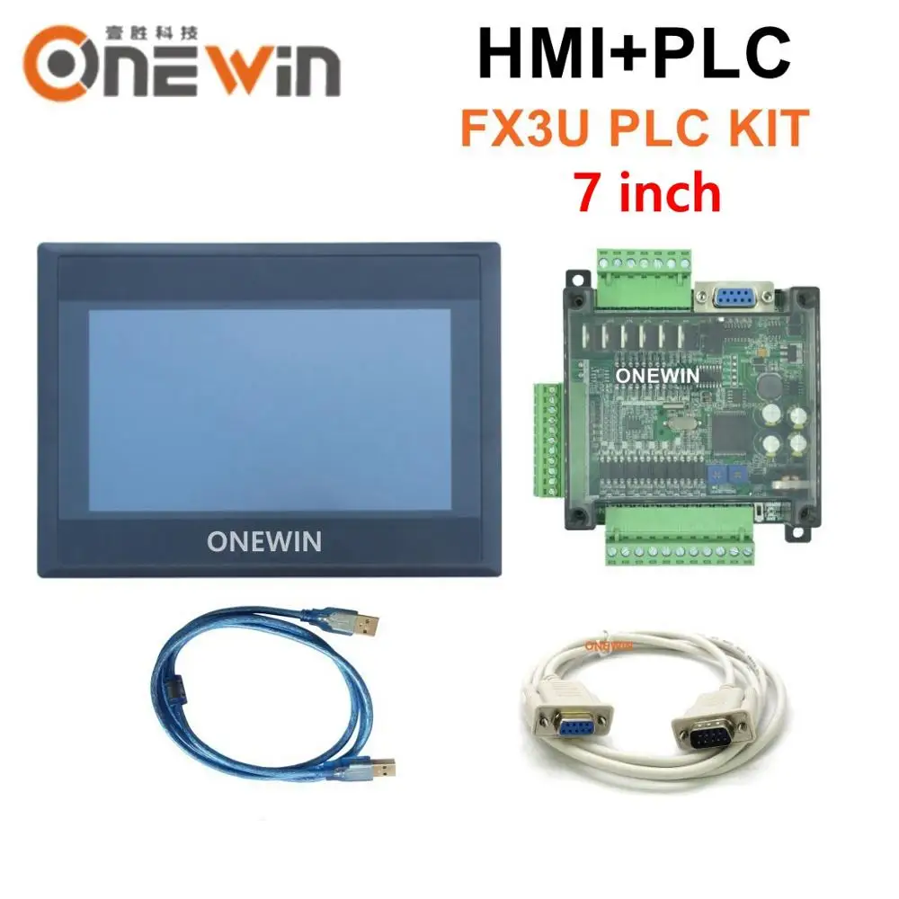 Сенсорная панель HMI 7 дюймов и FX3U series PLC промышленная плата управления с кабелем