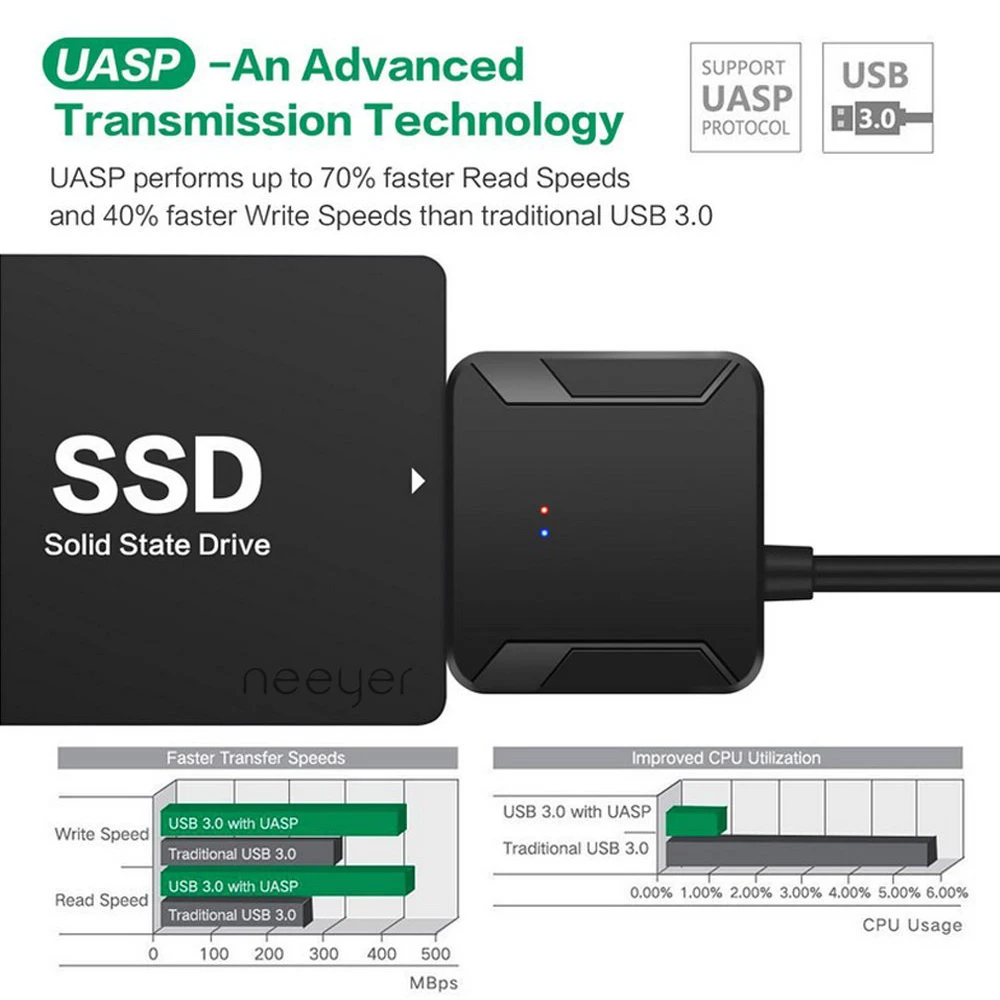 Адаптер USB 3 0 к Sata кабель конвертер 22pin для 2 5 &quotSata HDD SSD SataIII USB3 высокое качество