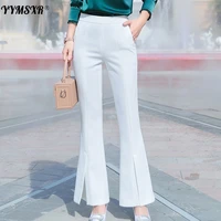 spring and autumn white pants suit ladies high waist wide leg flare pants slim thin professional formal wear 2021