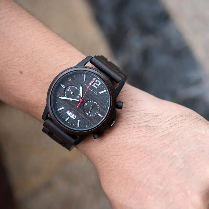 DODO олень мужские часы дерево нержавеющая сталь Reloj de los hombres многофункциональный хронограф D01-1