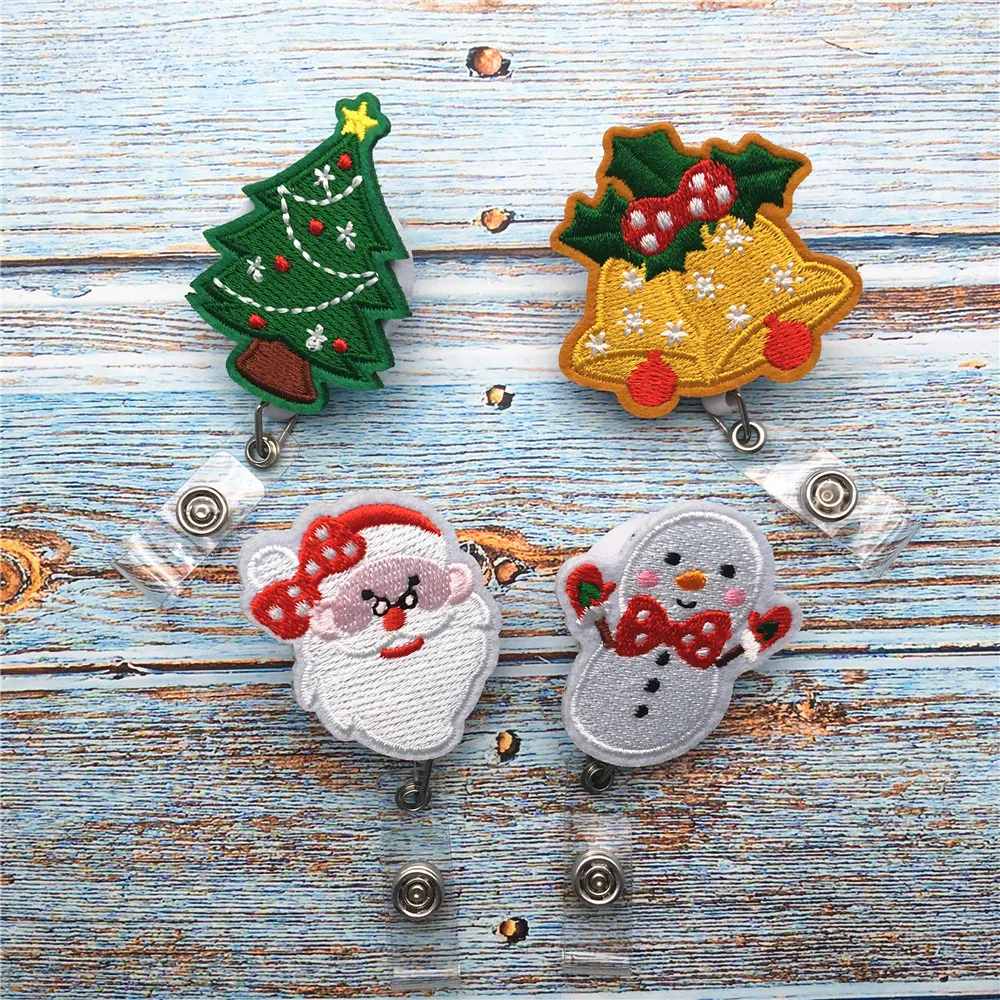 Милая Рождественская елка и Санта Клаус выдвижной значок катушка ID шнур Имя тег