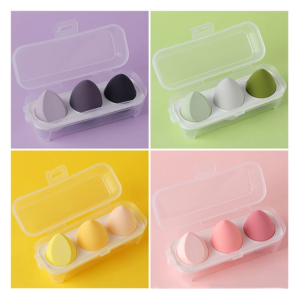 

3pcs/set Cosmetic Puff Water Drop Blending Shape Candy Color Smooth Women's Makeup Foundation Sponge Beauty Wet Make Up Tools