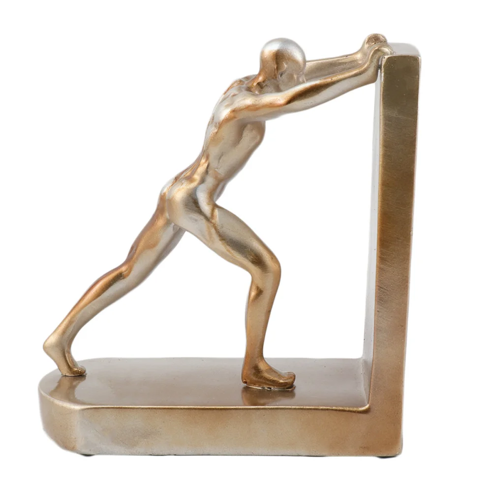 

1 Pair of Sports Men Shaped Bookend Creative Book Stand Desktop Book Storage Rack Golden