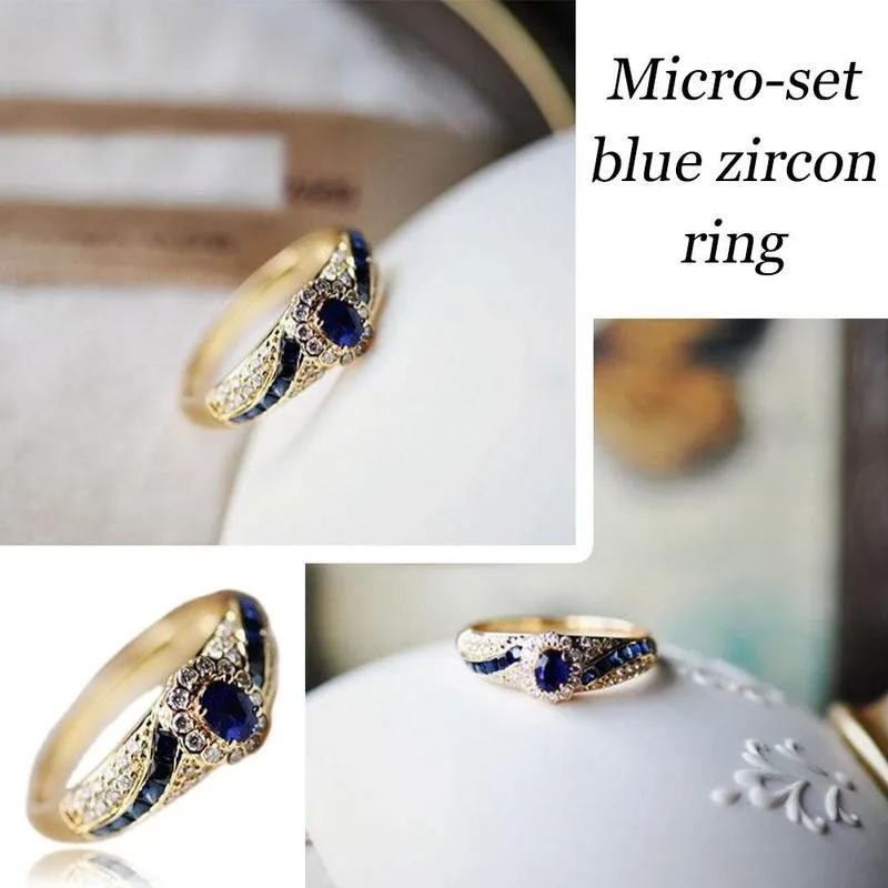 5 # разъемная застежка молния 11 микро набор кольцо с голубым Цирконом 14k золото