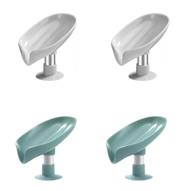 

4 Pcs Self-Draining Soap Holder Leaf-Shaped Soap Bar Draining Soap Saving Soap Dish Suitable for Shower,Bathroom,Kitchen