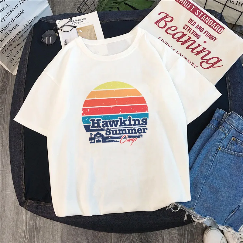Женская одежда 2019 странные вещи Hawkins летняя футболка Новые Белые Повседневные