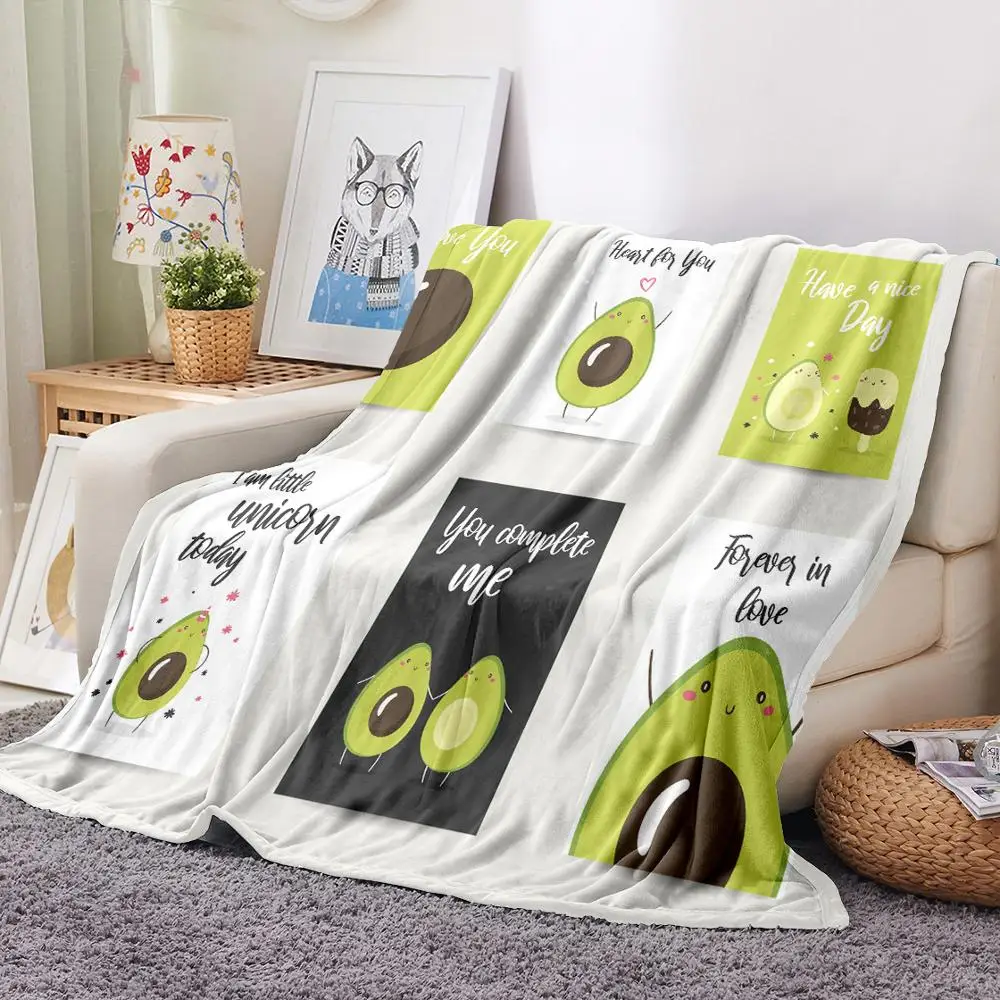 3D принт зеленый фруктовый фланель Одеяло авокадо пушистый ворсом домашнего