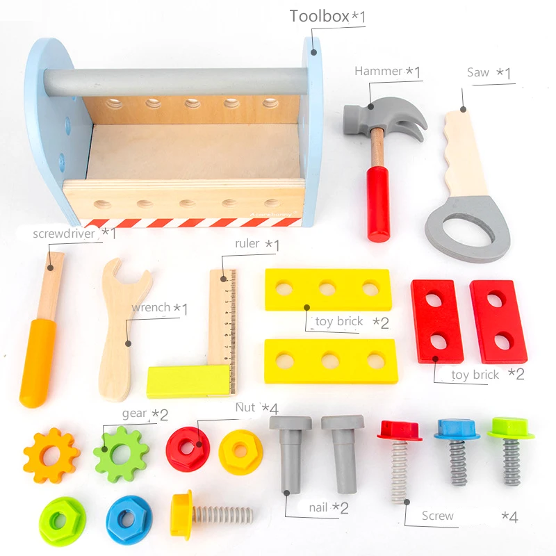 

Children Wooden Simulation Repair Tool Basket Disassembly Assembly Baby Educational Toys Hands-on Ability Pretend Play Toy Gift