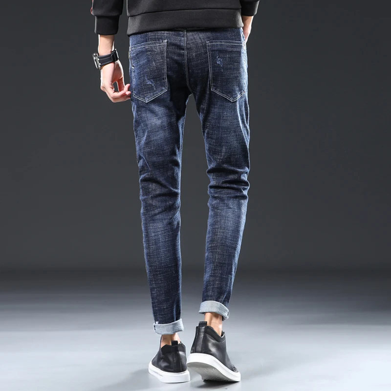 Джинсы KSTUN мужские стрейчевые брендовые облегающие однотонные синие