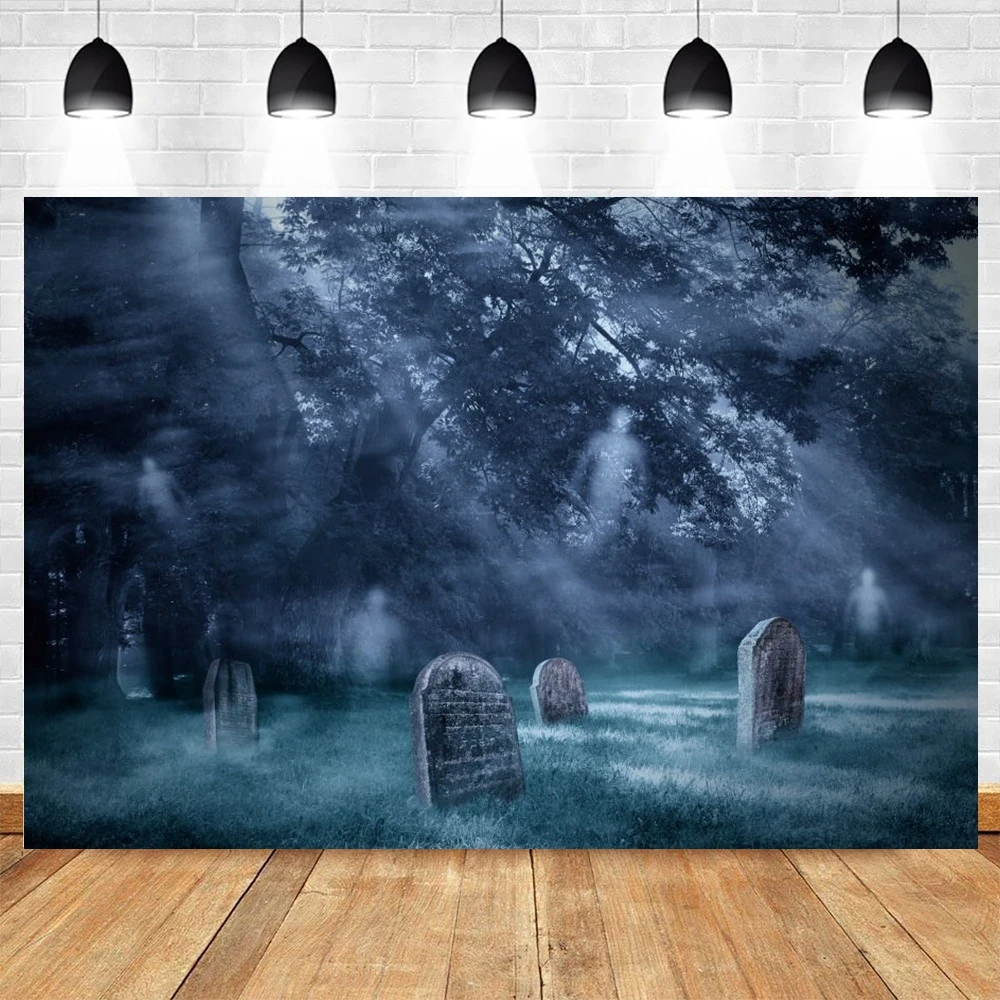 

Halloween Backdrop Cemetery Grave Tombstone Forest Tree Scene Photography Background Vinyl Photocall Photozone Photophone Poster