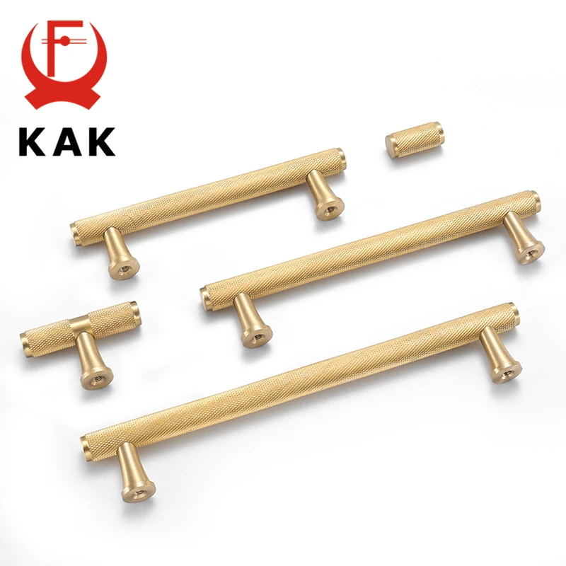 Латунные ручки для шкафа KAK роскошные золотые мебельные медные ящиков