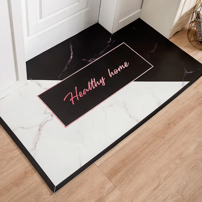 marbling doorway leather floor mat waterproof non slip bathroom carpet oilproof kitchen floormat diy custom made entrance rug free global shipping
