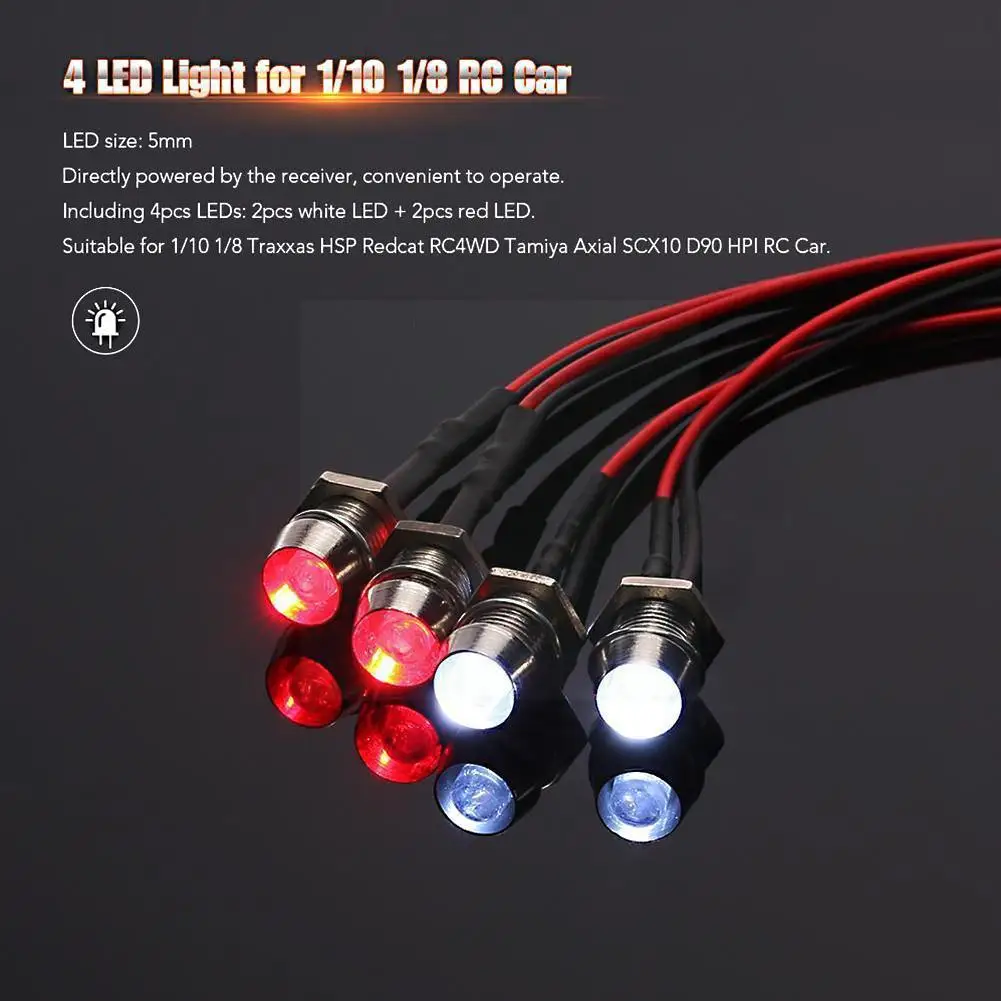 

RC Model Drift Car LED Night 4 LED 1/10 1/8 LED Light Crawler Car Car For RC Drift For Model Y5A0