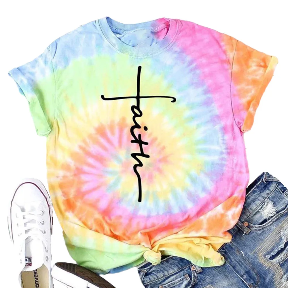 

Plus Size Women T-shirt Tie dye geometric print V-neck short sleeve Tshirt Streetwear Casual Fashion European Female Tees Tops