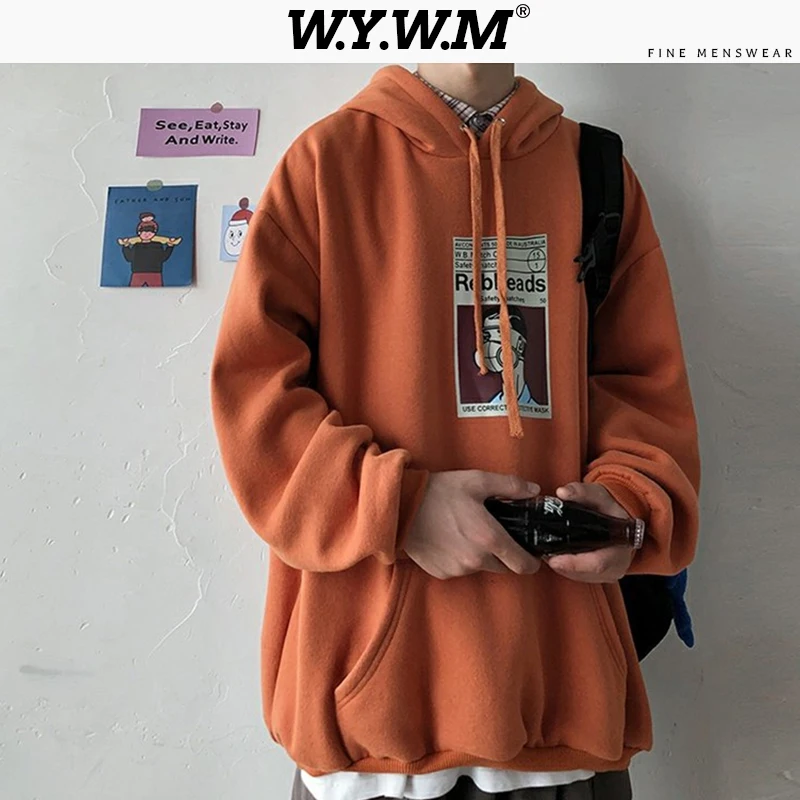 WYWM японская толстовка с капюшоном мужская принтом 6 цветов топы большим карманом
