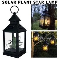 solar powered led hanging light outdoor lighting waterproof garden yard plant lantern with metal handle lawn lamps