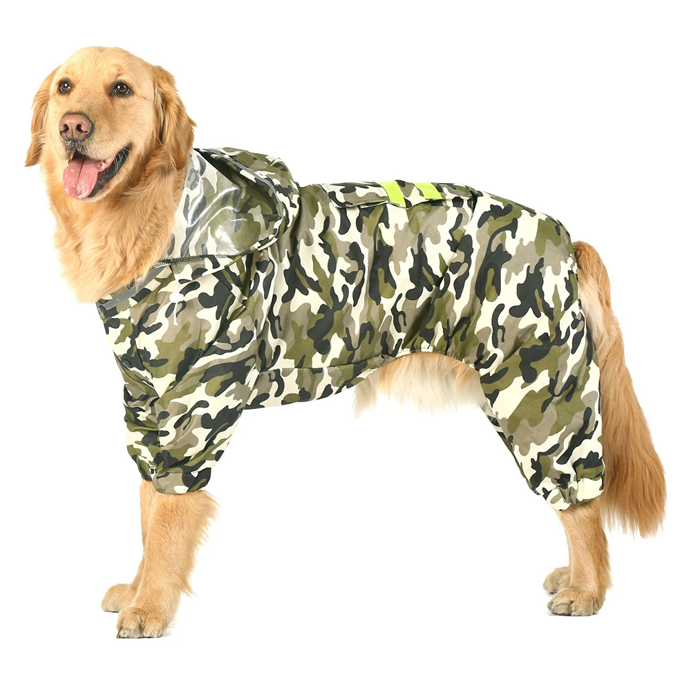

Dog Hooded Raincoat Waterproof Medium-sized Large Dog Golden Retriever Poncho All Inclusive Four-legged Pet Big Dog Rain Coat