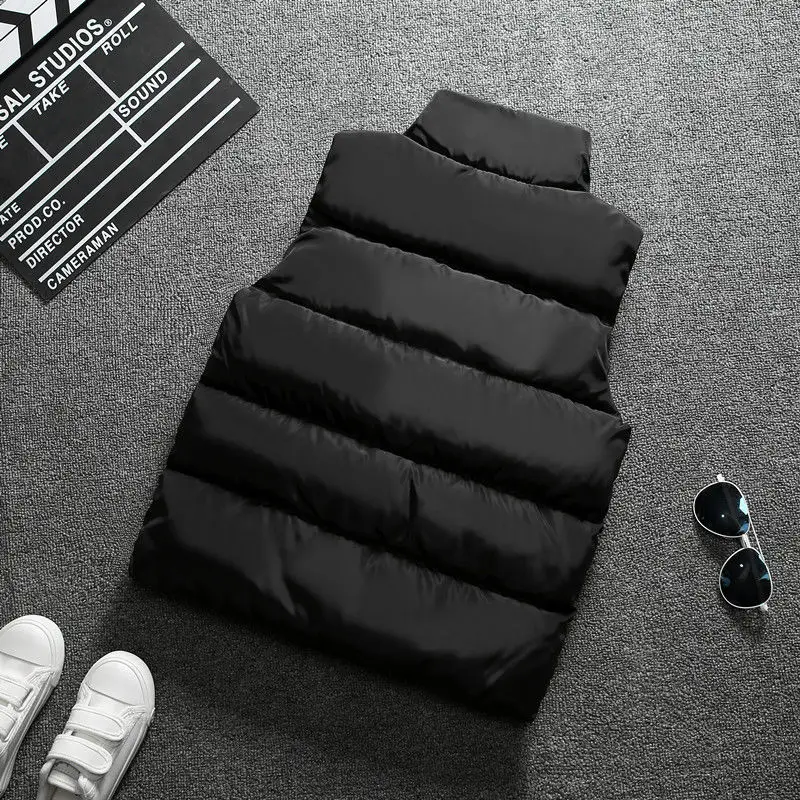 Однотонные Детские хлопковые жилеты с воротником-стойкой осенне-зимняя пуховая