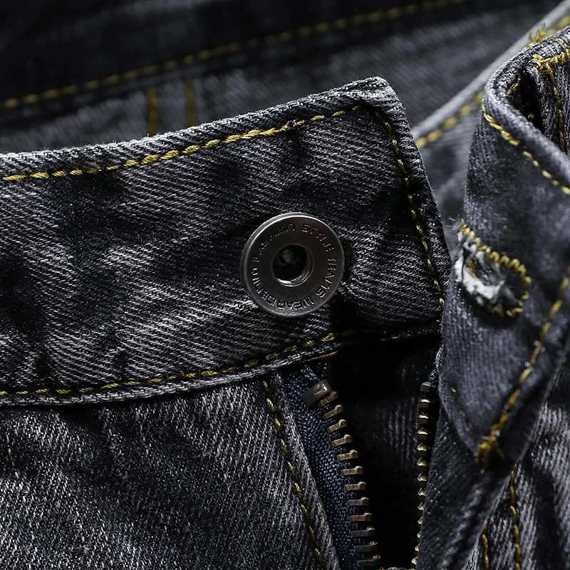 Мужские облегающие джинсы в китайском стиле повседневные хлопковые джоггеры с