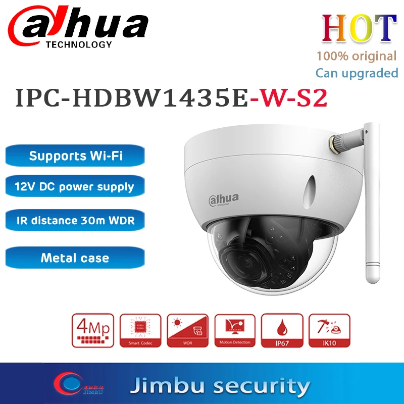 

Купольная IP-камера Dahua с Wi-Fi, 4 МП, стандартная, 30 м, IP67, IK10, замена сетевой камеры 3 Мп, для безопасности