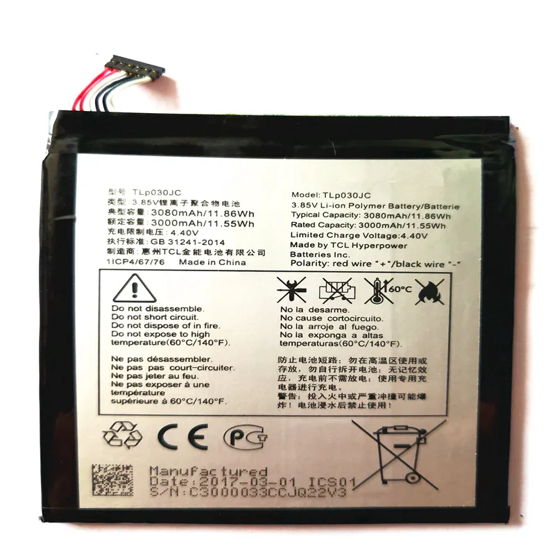 Аккумулятор TLP030JC 3000 мАч для Alcatel One Touch A3 XL 9008 9008X 9008D Мобильный телефон батареи с инструментами