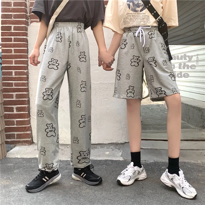 

Harajpoo Couple Shorts Summer 2021 New Korean Ins Harajuku Style Personality Trendy Thin Casual Loose Straight Wide-leg Pants