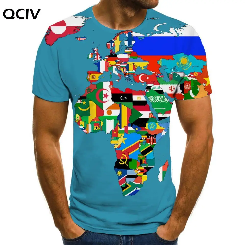 

QCIV Brand World map T-shirt Men Colorful Shirt Print Creativity Tshirts Casual Harajuku Tshirt Printed Short Sleeve Punk Rock