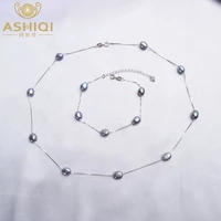 ashiqi baroque natural pearl necklace bracelet 925 sterling silver jewelry sets 6 7mm freshwater pearl for women